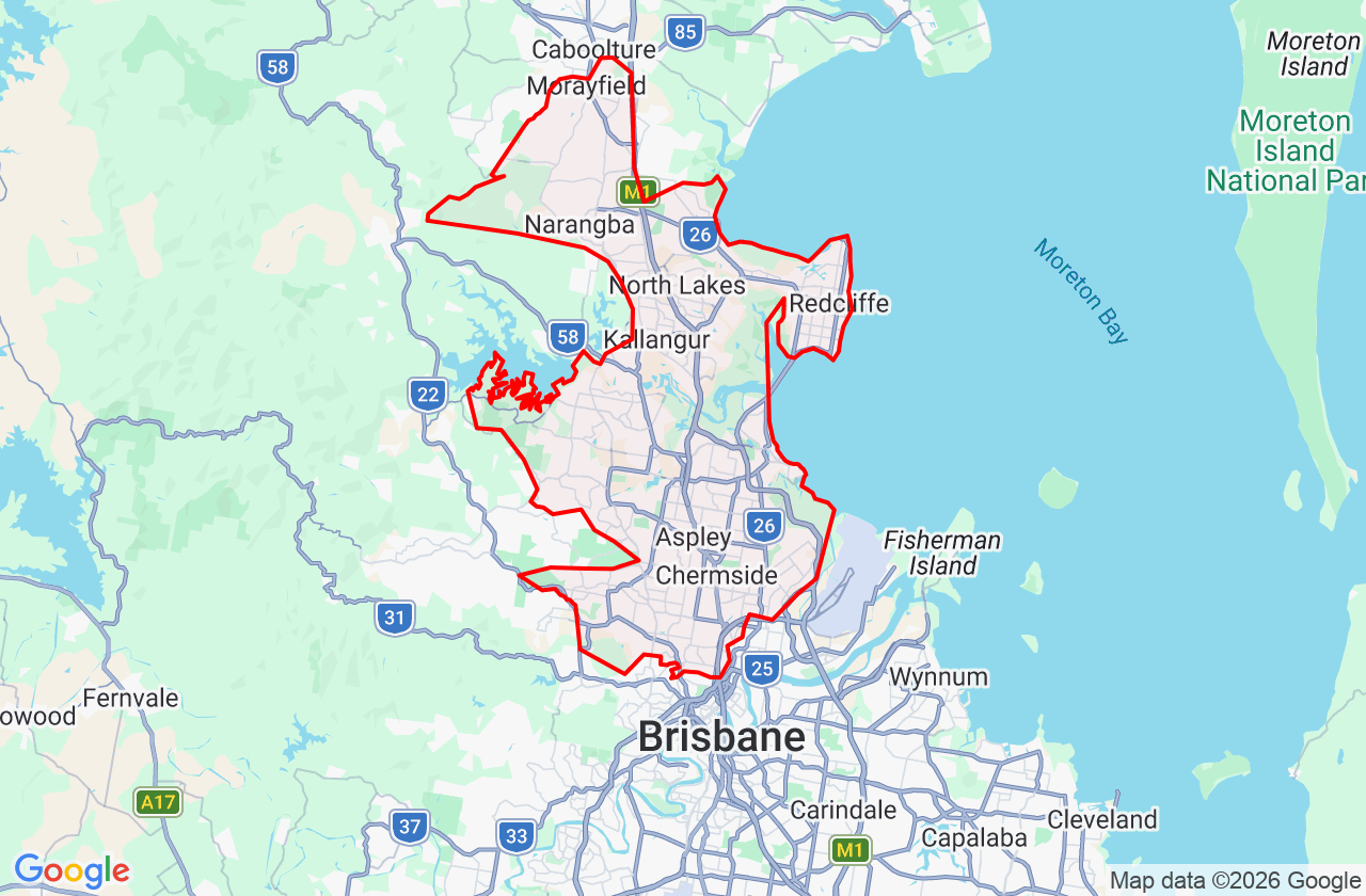 Map showing PCFixer Brisbane Northside service area