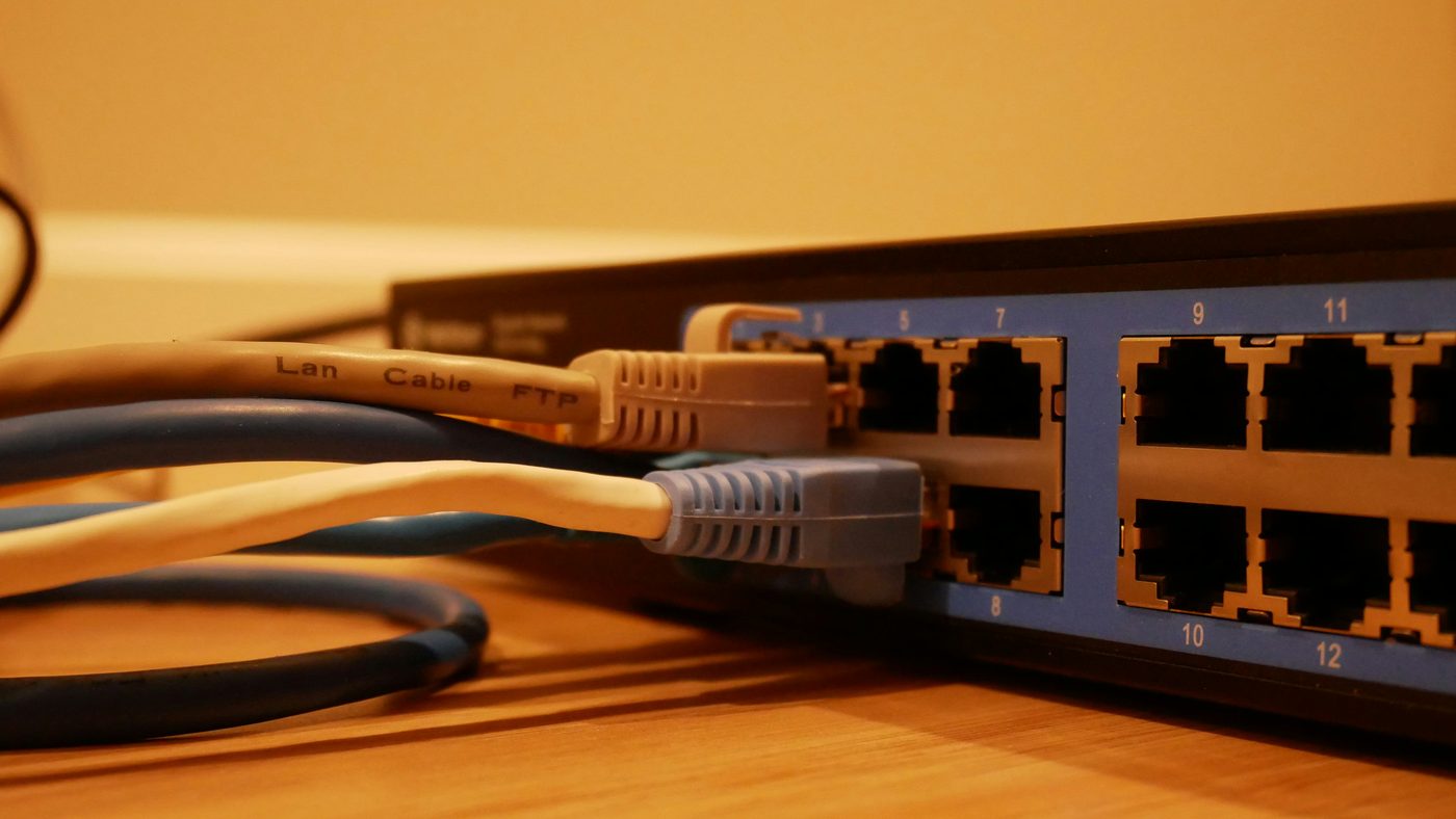Network switch and cables for business computer support
