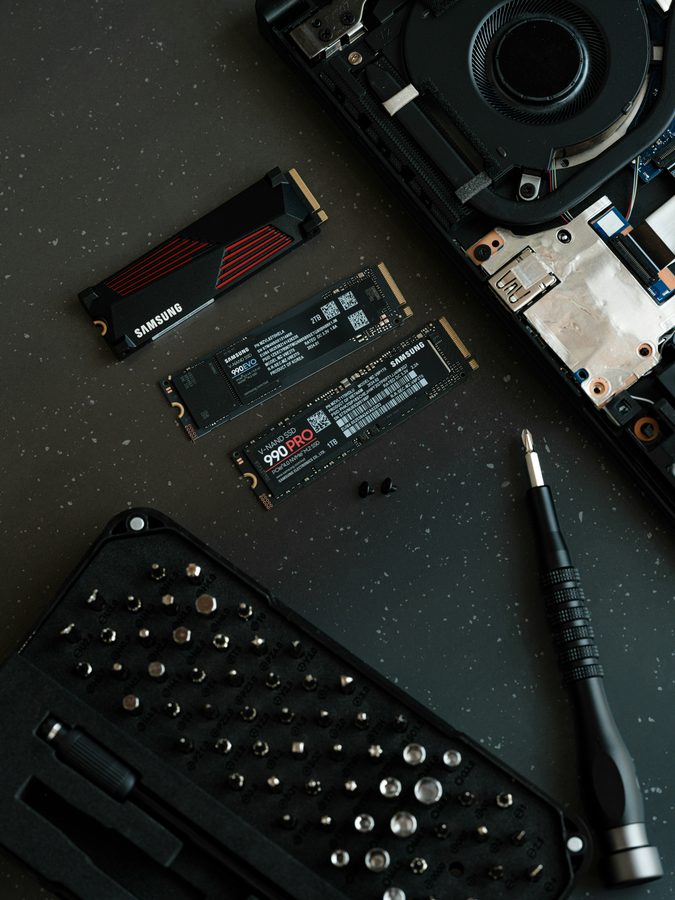 Laptop SSD and storage upgrade parts for backup and file transfer