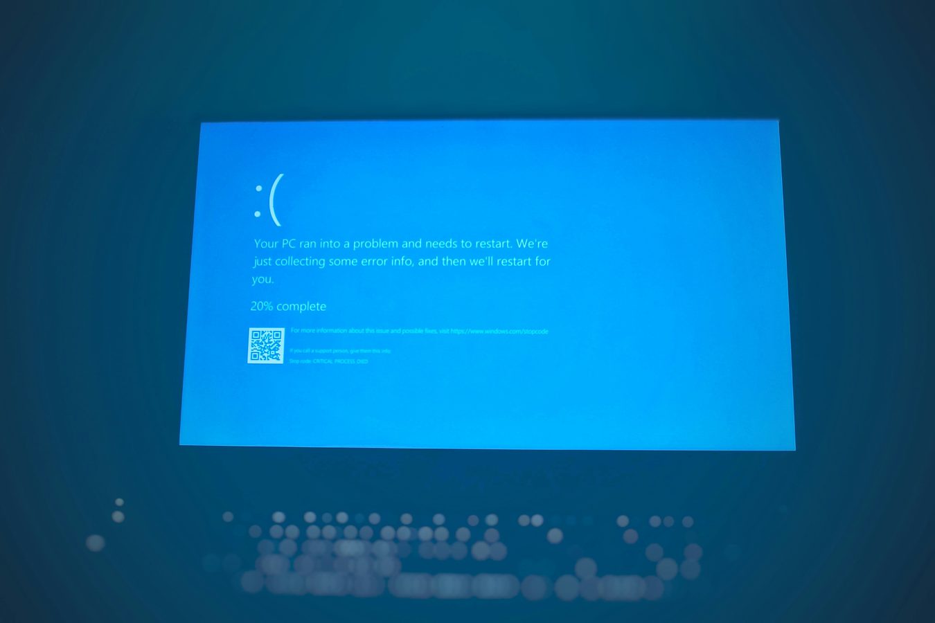 Windows computer showing a crash recovery screen